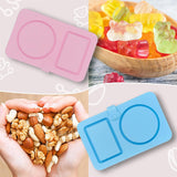 Maxbell Silicone Snack Container 2 Compartment Sauce Container for Salad Home Picnic Blue