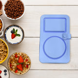 Maxbell Silicone Snack Container 2 Compartment Sauce Container for Salad Home Picnic Blue
