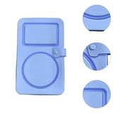 Maxbell Silicone Snack Container 2 Compartment Sauce Container for Salad Home Picnic Blue