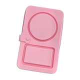 Maxbell Silicone Snack Container 2 Compartment Sauce Container for Salad Home Picnic Pink