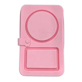 Maxbell Silicone Snack Container 2 Compartment Sauce Container for Salad Home Picnic Pink