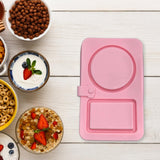 Maxbell Silicone Snack Container 2 Compartment Sauce Container for Salad Home Picnic Pink