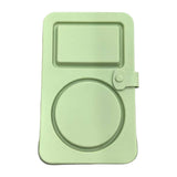 Maxbell Silicone Snack Container 2 Compartment Sauce Container for Salad Home Picnic Green