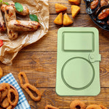 Maxbell Silicone Snack Container 2 Compartment Sauce Container for Salad Home Picnic Green