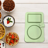 Maxbell Silicone Snack Container 2 Compartment Sauce Container for Salad Home Picnic Green