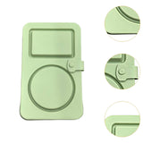 Maxbell Silicone Snack Container 2 Compartment Sauce Container for Salad Home Picnic Green