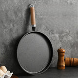 Maxbell Frying Pan Professional Cast Iron Skillet for Barbecue Steak Restaurant Light Brown Handle