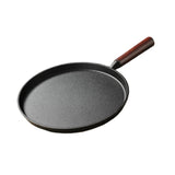 Maxbell Frying Pan Professional Cast Iron Skillet for Barbecue Steak Restaurant Dark Brown Handle