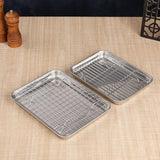 Maxbell Baking Sheet with Rack Baking Pan for Family Gatherings Barbecue Restaurants 23.5cmx17.5cmx2.5cm