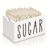 Maxbell Sugar Packet Holder Rustic Organizer 20 Packets for Kitchen Restaurant Table White