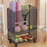 Maxbell Yoga Mat Storage Rack with Wheels for Indoor Outdoor Sports Resistance Bands Black