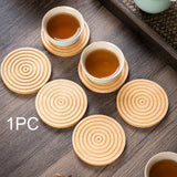 Maxbell Wood Coaster Round Kitchen Decoration Non Slip Home Decor Table Mat 1 Piece