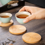 Maxbell Wood Coaster Round Kitchen Decoration Non Slip Home Decor Table Mat 6 Piece