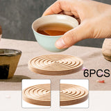 Maxbell Wood Coaster Round Kitchen Decoration Non Slip Home Decor Table Mat 6 Piece