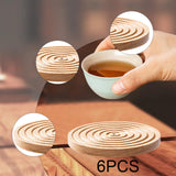 Maxbell Wood Coaster Round Kitchen Decoration Non Slip Home Decor Table Mat 6 Piece