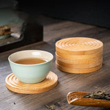Maxbell Wood Coaster Round Kitchen Decoration Non Slip Home Decor Table Mat 6 Piece