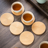 Maxbell Wood Coaster Round Kitchen Decoration Non Slip Home Decor Table Mat 6 Piece