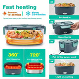 Maxbell Electric Lunch Box Convenient Food Heater Food Warmer for Outdoor Car Office Gray Green