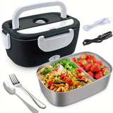Maxbell Electric Lunch Box Versatile Portable Lunch Container for Outdoor Car Office Black White