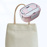 Maxbell Electric Lunch Box Versatile Portable Lunch Container for Outdoor Car Office Pink Gray