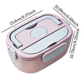 Maxbell Electric Lunch Box Versatile Portable Lunch Container for Outdoor Car Office Pink Gray