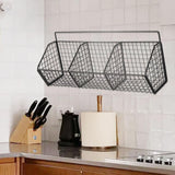 Maxbell Grid Storage Baskets Wall Mount Metal Wire Basket for Kitchen Laundry Pantry 3 Grids