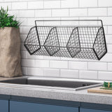 Maxbell Grid Storage Baskets Wall Mount Metal Wire Basket for Kitchen Laundry Pantry 3 Grids