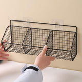 Maxbell Grid Storage Baskets Wall Mount Metal Wire Basket for Kitchen Laundry Pantry 3 Grids