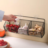 Maxbell Grid Storage Baskets Wall Mount Metal Wire Basket for Kitchen Laundry Pantry 3 Grids