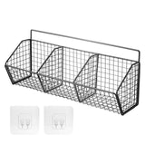 Maxbell Grid Storage Baskets Wall Mount Metal Wire Basket for Kitchen Laundry Pantry 3 Grids