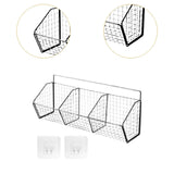 Maxbell Grid Storage Baskets Wall Mount Metal Wire Basket for Kitchen Laundry Pantry 3 Grids