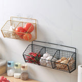 Maxbell Grid Storage Baskets Wall Mount Metal Wire Basket for Kitchen Laundry Pantry 3 Grids