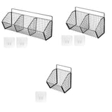 Maxbell Grid Storage Baskets Wall Mount Metal Wire Basket for Kitchen Laundry Pantry 3 Grids