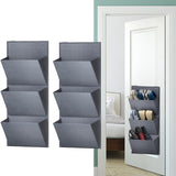 Maxbell 2 Pieces over The Door Shoe Organizer Deep Pockets Door Shoe Rack for Towels gray