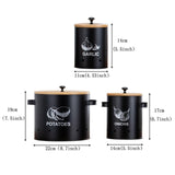 Maxbell 3 Pieces Potato Onion Garlic Canister with Aerating Holes for Pantry Picnics Black