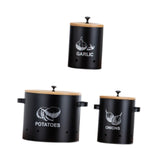 Maxbell 3 Pieces Potato Onion Garlic Canister with Aerating Holes for Pantry Picnics Black