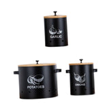 Maxbell 3 Pieces Potato Onion Garlic Canister with Aerating Holes for Pantry Picnics Black