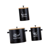 Maxbell 3 Pieces Potato Onion Garlic Canister with Aerating Holes for Pantry Picnics Black