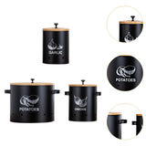 Maxbell 3 Pieces Potato Onion Garlic Canister with Aerating Holes for Pantry Picnics Black