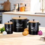 Maxbell 3 Pieces Potato Onion Garlic Canister with Aerating Holes for Pantry Picnics Black