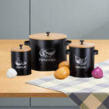 Maxbell 3 Pieces Potato Onion Garlic Canister with Aerating Holes for Pantry Picnics Black