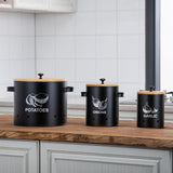 Maxbell 3 Pieces Potato Onion Garlic Canister with Aerating Holes for Pantry Picnics Black