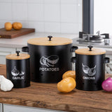 Maxbell 3 Pieces Potato Onion Garlic Canister with Aerating Holes for Pantry Picnics Black