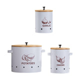 Maxbell 3 Pieces Potato Onion Garlic Canister with Aerating Holes for Pantry Picnics White