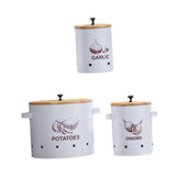 Maxbell 3 Pieces Potato Onion Garlic Canister with Aerating Holes for Pantry Picnics White