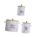 Maxbell 3 Pieces Potato Onion Garlic Canister with Aerating Holes for Pantry Picnics White