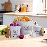 Maxbell 3 Pieces Potato Onion Garlic Canister with Aerating Holes for Pantry Picnics White