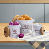 Maxbell 3 Pieces Potato Onion Garlic Canister with Aerating Holes for Pantry Picnics White