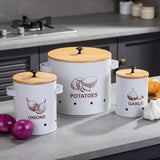 Maxbell 3 Pieces Potato Onion Garlic Canister with Aerating Holes for Pantry Picnics White