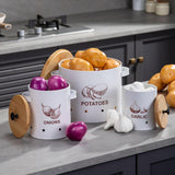 Maxbell 3 Pieces Potato Onion Garlic Canister with Aerating Holes for Pantry Picnics White